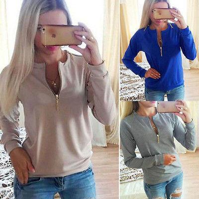 Womens Long Sleeve Hoodie Sweatshirt Sweater Casual Pullover Tops - Toplen
