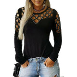 Ladies Hollow Neck T-Shirt Short Sleeve Casual Loose Tops