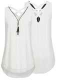 Womens Summer Chiffon Sleeveless Vest Tops - Toplen