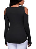 Womens Long Sleeve Off Shoulder Knit T-Shirt Ladies Casual Slim Tops - Toplen