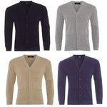 Mens Plain Knitted V Neck Buttoned Cardigan - Toplen