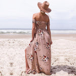 Boho Womens Holiday Off Shoulder Floral Maxi Summer Beach Party Dress - Toplen