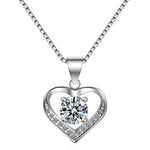 925 Sterling Silver Heart Crystal Stone Chain Pendent Women Jewellery Gift