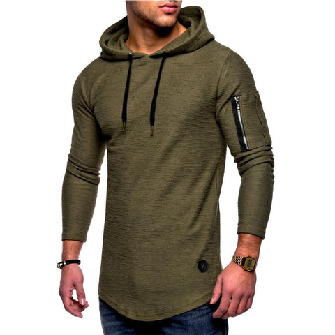 Mens Long Sleeve Slim Fit Casual Muscle Fit Hoodies - Toplen