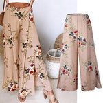 Womens High Waist Floral Trousers - Toplen