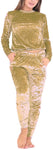 Ladies Crushed Velvet Sweatshirt Pant Tracksuit - Toplen