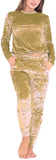 Ladies Crushed Velvet Sweatshirt Pant Tracksuit - Toplen