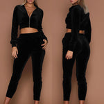 Ladies Velvet Tracksuit Sweatshirt Pants - Toplen