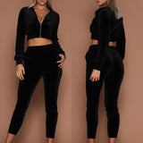 Ladies Velvet Tracksuit Sweatshirt Pants - Toplen