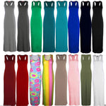 Ladies Jersey Long Summer Vest Racer Muscle Back Maxi Dress Plus Size 8-26 - Toplen