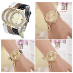 Women Girl Bling Crystal Dial Quartz Analog Leather Bracelet Wrist Watche - Toplen