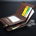 Mens Luxury Soft Leather Wallet With Zip - Toplen