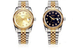 Men Luxury black Gold Stainless Steel Zircon Date Quartz Sports Wrist Watch - Toplen