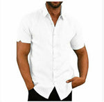 Mens Linen Style Short Sleeve Casual Fit Shirts